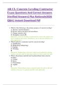 AR CL Concrete Leveling Contractor  Exam Questions And Correct Answers  &lpar;Verified Answers&rpar; Plus Rationale2026  Q&A&vert; Instant Download Pdf  