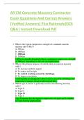 AR CM Concrete Masonry Contractor  Exam Questions And Correct Answers  &lpar;Verified Answers&rpar; Plus Rationale2026  Q&A&vert; Instant Download Pdf  
