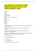 ACS ORGANIC CHEMISTRY FIRST SEMESTER FINAL EXAM STUDY GUIDE CORRECT 100&percnt;
