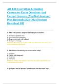 AR EH Excavation & Hauling  Contractor Exam Questions And  Correct Answers &lpar;Verified Answers&rpar;  Plus Rationale2026 Q&A&vert; Instant  Download Pdf 