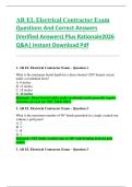AR EL Electrical Contractor Exam  Questions And Correct Answers  &lpar;Verified Answers&rpar; Plus Rationale2026  Q&A&vert; Instant Download Pdf 
