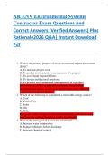 AR ENV Environmental Systems  Contractor Exam Questions And  Correct Answers &lpar;Verified Answers&rpar; Plus  Rationale2026 Q&A&vert; Instant Download  Pdf 