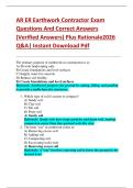 AR ER Earthwork Contractor Exam  Questions And Correct Answers  &lpar;Verified Answers&rpar; Plus Rationale2026  Q&A&vert; Instant Download Pdf