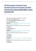 AR EX Excavation Contractor Exam  Questions And Correct Answers &lpar;Verified  Answers&rpar; Plus Rationale2026 Q&A&vert; Instant  Download Pdf 