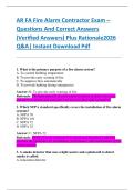 AR FA Fire Alarm Contractor Exam &ndash;  Questions And Correct Answers  &lpar;Verified Answers&rpar; Plus Rationale2026  Q&A&vert; Instant Download Pdf  