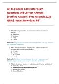 AR FL Flooring Contractor Exam  Questions And Correct Answers  &lpar;Verified Answers&rpar; Plus Rationale2026  Q&A&vert; Instant Download Pdf 