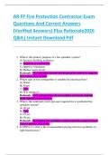 AR FP Fire Protection Contractor Exam  Questions And Correct Answers  &lpar;Verified Answers&rpar; Plus Rationale2026  Q&A&vert; Instant Download Pdf