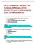 AR FPX Fireproofing Contractor Exam  Questions And Correct Answers  &lpar;Verified Answers&rpar; Plus Rationale2026  Q&A&vert; Instant Download Pdf 