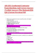 AR GEG Geothermal Contractor  Exam Questions And Correct Answers  &lpar;Verified Answers&rpar; Plus Rationale2026  Q&A&vert; Instant Download Pdf