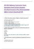 AR HW Highway Contractor Exam  Questions And Correct Answers  &lpar;Verified Answers&rpar; Plus Rationale2026  Q&A&vert; Instant Download Pdf 