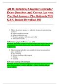 AR IC Industrial Cleaning Contractor  Exam Questions And Correct Answers  &lpar;Verified Answers&rpar; Plus Rationale2026  Q&A&vert; Instant Download Pdf  