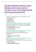 AR IND Industrial Contractor Exam  Questions And Correct Answers  &lpar;Verified Answers&rpar; Plus Rationale2026  Q&A&vert; Instant Download Pdf  