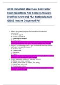 AR IS Industrial Structural Contractor  Exam Questions And Correct Answers  &lpar;Verified Answers&rpar; Plus Rationale2026  Q&A&vert; Instant Download Pdf 