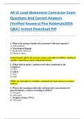 AR LE Lead Abatement Contractor Exam  Questions And Correct Answers  &lpar;Verified Answers&rpar; Plus Rationale2026  Q&A&vert; Instant Download Pdf