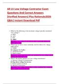 AR LV Low Voltage Contractor Exam  Questions And Correct Answers  &lpar;Verified Answers&rpar; Plus Rationale2026  Q&A&vert; Instant Download Pdf