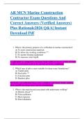 AR MCN Marine Construction  Contractor Exam Questions And  Correct Answers &lpar;Verified Answers&rpar;  Plus Rationale2026 Q&A&vert; Instant  Download Pdf 