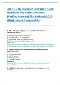 AR MG Mechanical Contractor Exam  Questions And Correct Answers  &lpar;Verified Answers&rpar; Plus Rationale2026  Q&A&vert; Instant Download Pdf  