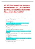 AR MO Mold Remediation Contractor  Exam Questions And Correct Answers  &lpar;Verified Answers&rpar; Plus Rationale2026  Q&A&vert; Instant Download Pdf  