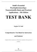 Test Bank &mdash; Stahl&rsquo;s Essential Psychopharmacology&colon; Neuroscientific Basis and Practical Applications&comma; 5th Edition &mdash; Stephen M&period; Stahl &mdash; ISBN 9781108971638 &mdash; Latest Update 2025&sol;2026 &mdash; &lpar;All Chapters Covered 1&ndash;13&rpar;