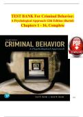 TEST BANK &ndash; Criminal Behavior&colon; A Psychological Approach &lpar;12th Edition&rpar; &vert; Latest Update 2026 &vert; Curt R&period; Bartol & Anne M&period; Bartol &vert; Exam Prep &vert; 100&percnt; Verified Questions & Answers