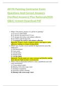 AR PA Painting Contractor Exam  Questions And Correct Answers  &lpar;Verified Answers&rpar; Plus Rationale2026  Q&A&vert; Instant Download Pdf