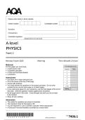 Actual 2025 AQA A-level PHYSICS 7408&sol;2 Paper 2 Merged Question Paper &plus; Mark  Scheme &plus; Insert  Actual 2025 AQA A-level PHYSICS 7408&sol;2 Paper 2 Merged Question Paper &plus; Mark  Scheme &plus; Insert