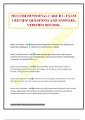 MULTIDIMENSIONAL CARE III - EXAM 1 REVIEW QUESTIONS AND ANSWERS&period; VERIFIED 2025&sol;2026&period;