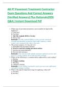 AR PT Pavement Treatment Contractor  Exam Questions And Correct Answers  &lpar;Verified Answers&rpar; Plus Rationale2026  Q&A&vert; Instant Download Pdf  