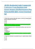 AR RL Residential Light Commercial  Contractor Exam Questions And  Correct Answers &lpar;Verified Answers&rpar; Plus  Rationale2026 Q&A&vert; Instant Download  Pdf 