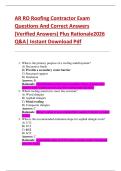 AR RO Roofing Contractor Exam  Questions And Correct Answers  &lpar;Verified Answers&rpar; Plus Rationale2026  Q&A&vert; Instant Download Pdf