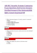 AR SEC Security Systems Contractor  Exam Questions And Correct Answers  &lpar;Verified Answers&rpar; Plus Rationale2026  Q&A&vert; Instant Download Pdf 