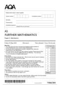 Actual 2025 AQA AS FURTHER MATHEMATICS 7366&sol;2M Paper 2 Mechanics Question  Paper &plus; Mark Scheme  Actual 2025 AQA AS FURTHER MATHEMATICS 7366&sol;2M Paper 2 Mechanics Merged  Question Paper &plus; Mark Scheme 