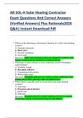 AR SOL-H Solar Heating Contractor  Exam Questions And Correct Answers  &lpar;Verified Answers&rpar; Plus Rationale2026  Q&A&vert; Instant Download Pdf 
