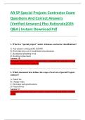 AR SP Special Projects Contractor Exam  Questions And Correct Answers  &lpar;Verified Answers&rpar; Plus Rationale2026  Q&A&vert; Instant Download Pdf