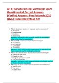 AR ST Structural Steel Contractor Exam  Questions And Correct Answers  &lpar;Verified Answers&rpar; Plus Rationale2026  Q&A&vert; Instant Download Pdf 