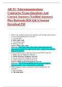 AR TC Telecommunications  Contractor Exam Questions And  Correct Answers &lpar;Verified Answers&rpar;  Plus Rationale2026 Q&A&vert; Instant  Download Pdf 