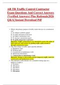 AR TR Traffic Control Contractor  Exam Questions And Correct Answers  &lpar;Verified Answers&rpar; Plus Rationale2026  Q&A&vert; Instant Download Pdf