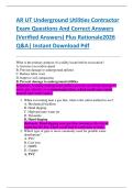 AR UT Underground Utilities Contractor  Exam Questions And Correct Answers  &lpar;Verified Answers&rpar; Plus Rationale2026  Q&A&vert; Instant Download Pdf  