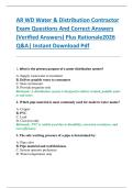 AR WD Water & Distribution Contractor  Exam Questions And Correct Answers  &lpar;Verified Answers&rpar; Plus Rationale2026  Q&A&vert; Instant Download Pdf  