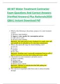 AR WT Water Treatment Contractor  Exam Questions And Correct Answers  &lpar;Verified Answers&rpar; Plus Rationale2026  Q&A&vert; Instant Download Pdf