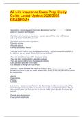 AZ Life Insurance Exam Prep Study  Guide Latest Update 2025&sol;2026  GRADED A&plus;