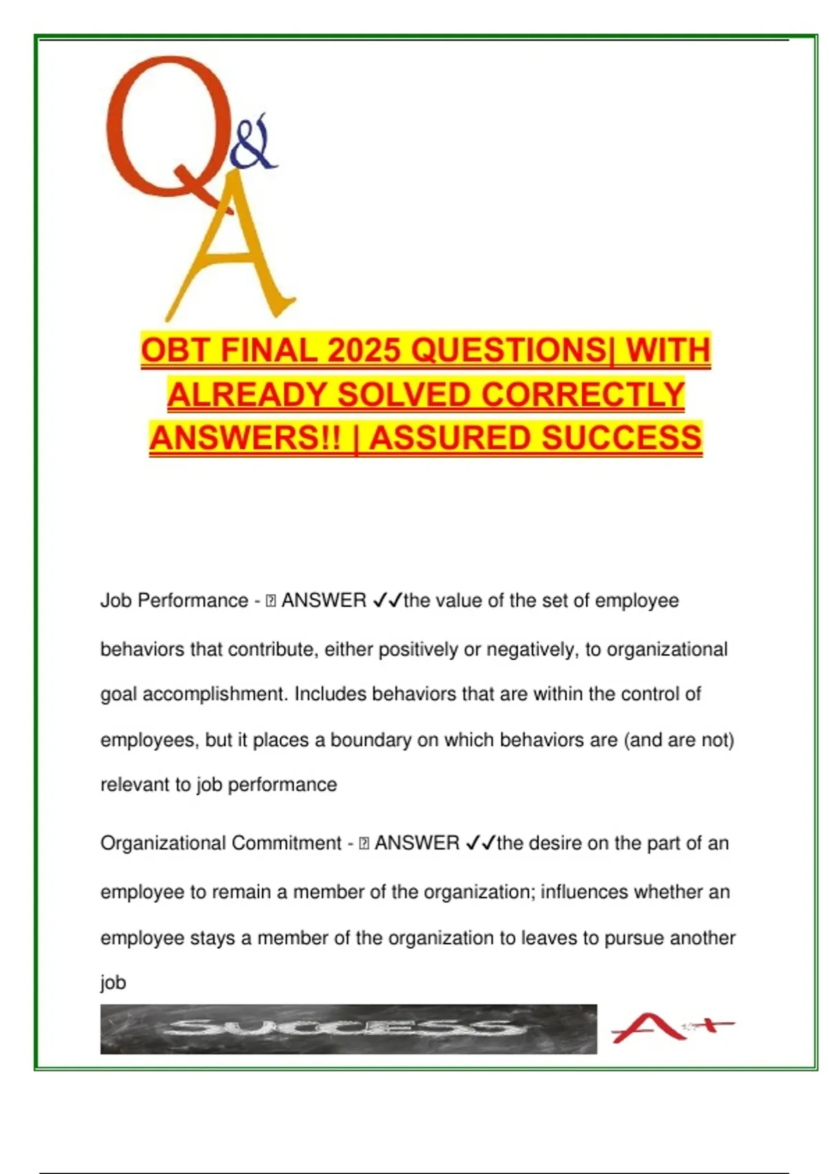 Organizational Behavior & Theory Final Exam – 2025/2026 | 80+ Questions ...