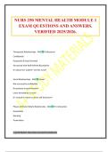NURS 250 MENTAL HEALTH MODULE 1 EXAM QUESTIONS AND ANSWERS&period; VERIFIED 2025&sol;2026&period;