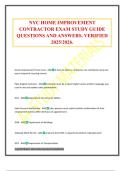 NYC HOME IMPROVEMENT CONTRACTOR EXAM STUDY GUIDE QUESTIONS AND ANSWERS&period; VERIFIED 2025&sol;2026&period;