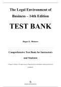 Test Bank &mdash; The Legal Environment of Business&comma; 14th Edition &mdash; Roger E&period; Meiners&comma; Al H&period; Ringleb & Frances L&period; Edwards &mdash; ISBN 9780357451724 &mdash; Latest Update 2025&sol;2026 &mdash; &lpar;All Chapters Covered 1&ndash;22&rpar;