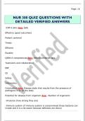 NUR 300 QUIZ QUESTIONS WITH  DETAILED VERIFIED ANSWERS 