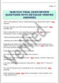 NUR1023C FINAL EXAM REVIEW  QUESTIONS WITH DETAILED VERIFIED  ANSWERS