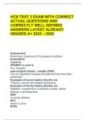 HCB TEST 2 EXAM WITH CORRECT ACTUAL QUESTIONS AND CORRECTLY WELL DEFINED ANSWERS LATEST ALREADY GRADED A&plus; 2025 &ndash; 2026