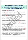 PA MOTOR VEHICLE DAMAGE  APPRAISER'S LICENSE QUESTIONS WITH  DETAILED VERIFIED ANSWERS