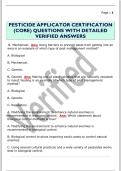 PESTICIDE APPLICATOR CERTIFICATION  &lpar;CORE&rpar; QUESTIONS WITH DETAILED  VERIFIED ANSWERS